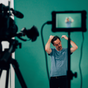 Man in filming studio